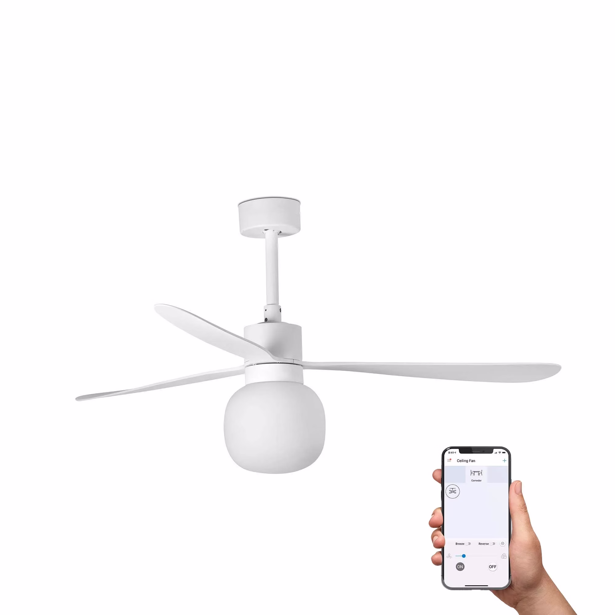 AMELIA BALL L Ventilador blanco/blancas Wall Control 2700K TUYA