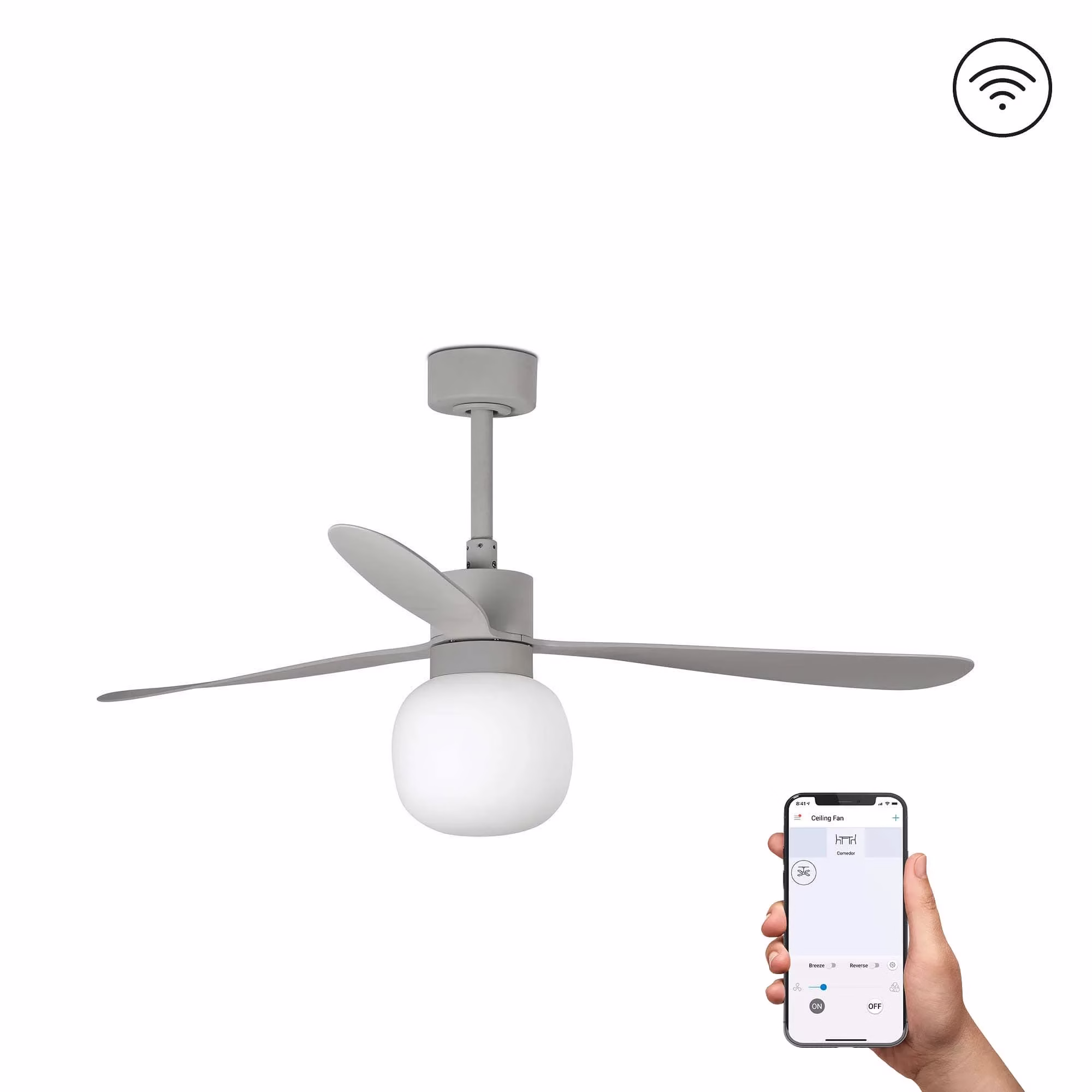 AMELIA BALL Ventilador gris Wall Control 2700K TUYA
