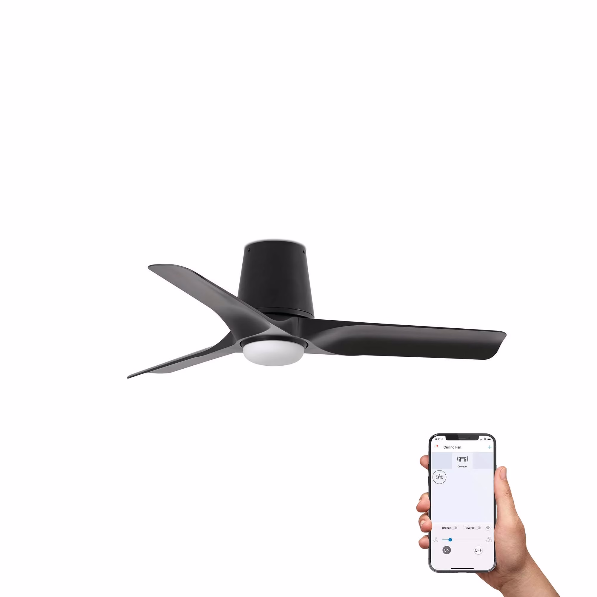 HEY TUB LED S Ventilador negro/madera oscura DC TUYA