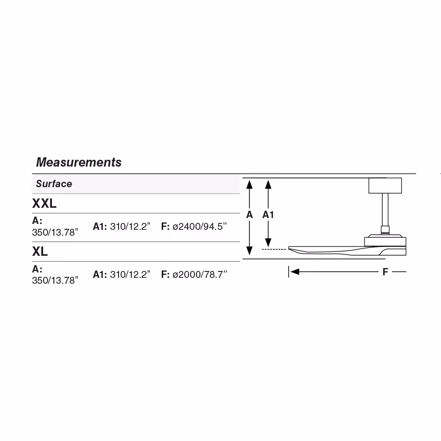 BIGWOOD XL Ventilador blanco/pino medidas