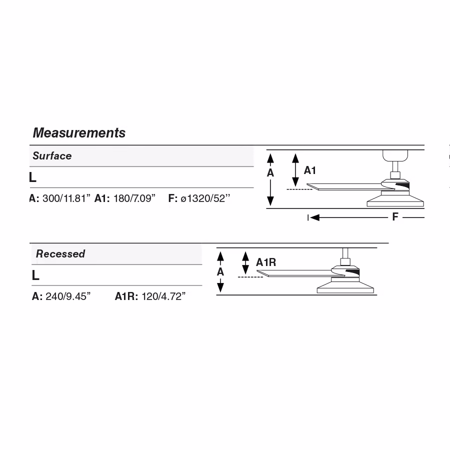 RUDDER RECESSED TAK 4 L Ventilador negro/nogal 4000K medidas