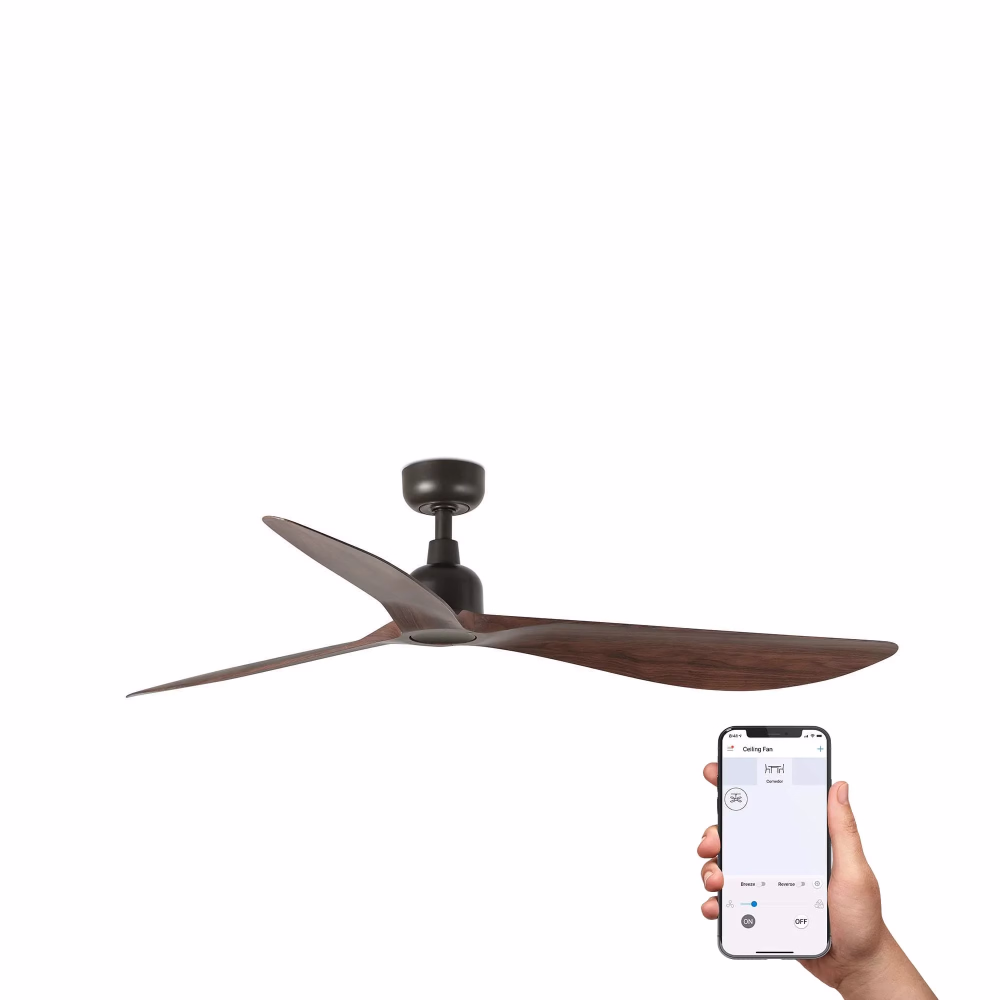 OUTWOOD L Ventilador marrón/nogal IP44 TUYA