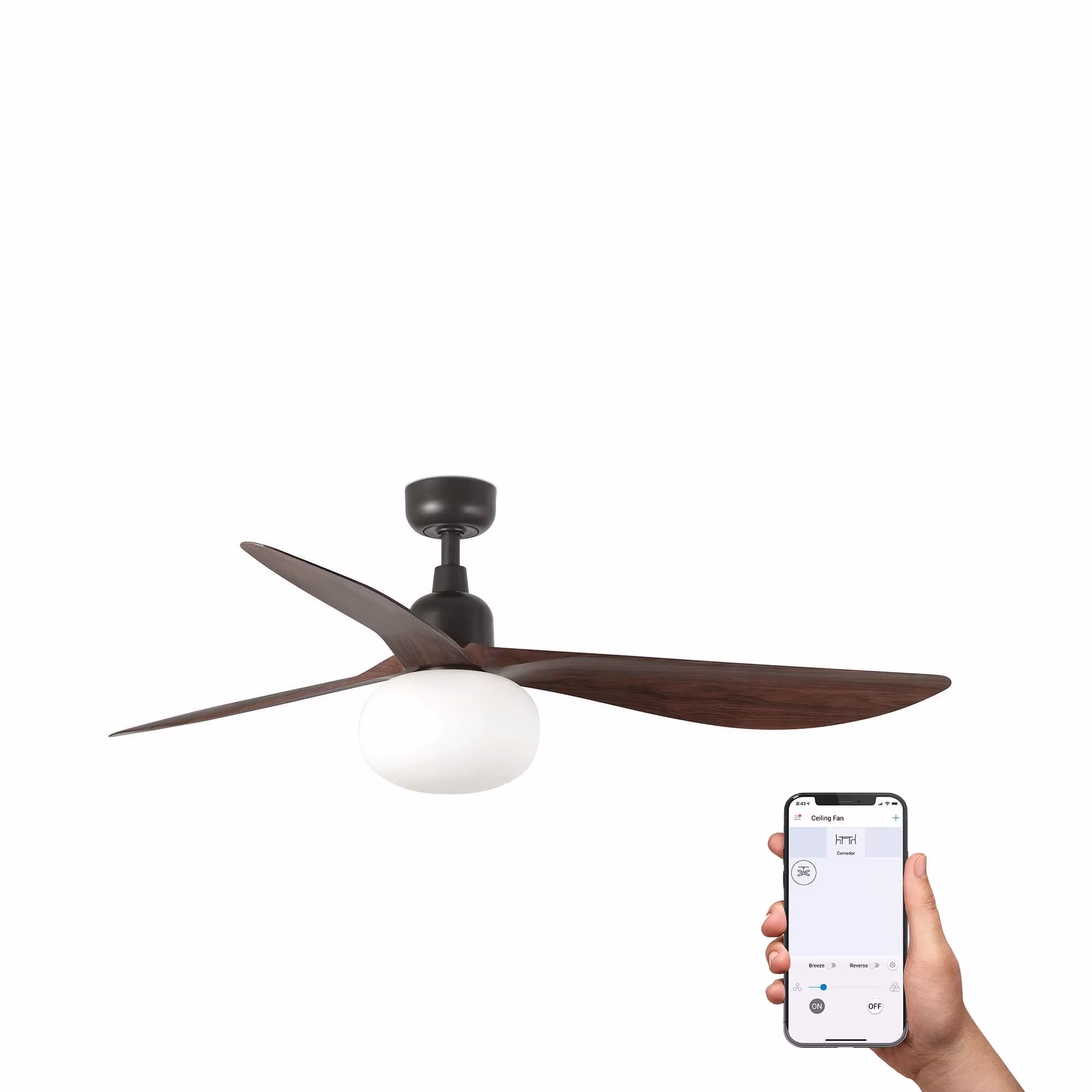 OUTWOOD L Ventilador de techo marrón/nogal E27 TUYA