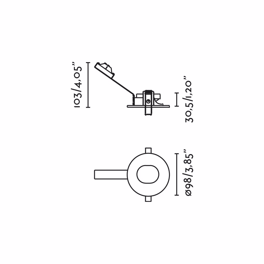 NIVA Pinhole orientable blanco IP65 medidas