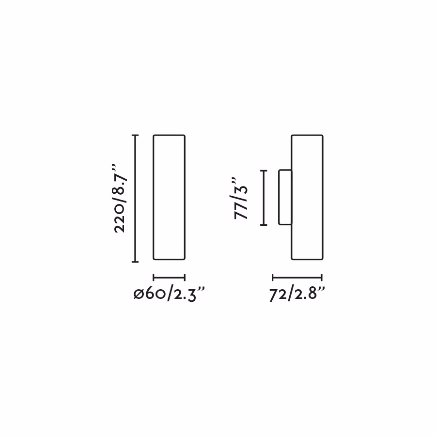 STAN 2L Aplique aluminio 2xGU10 medidas