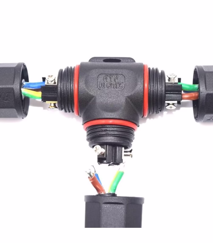 Conector estanco "T" IP68 3 hilos para luminarias de exterior - Imagen 3