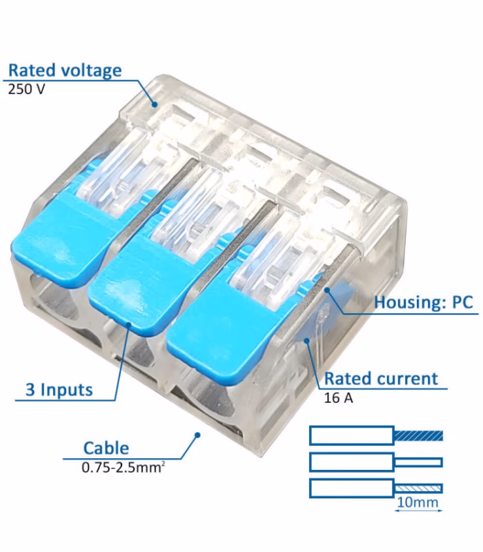 Conector rápido 3 entradas mismo polo IP20 - Imagen 2