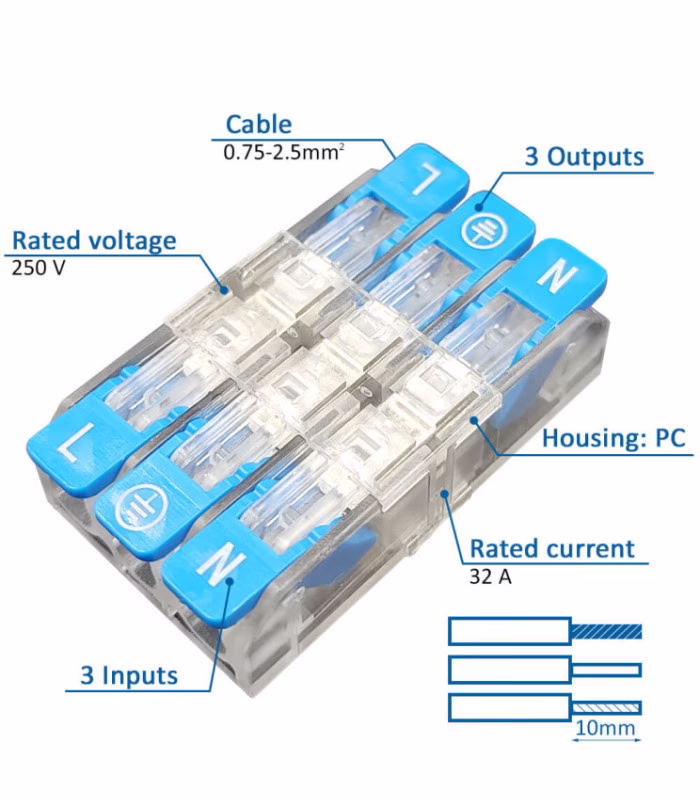 Conector rápido 3 entradas / 3 salidas de 3 polos IP20 - Imagen 4
