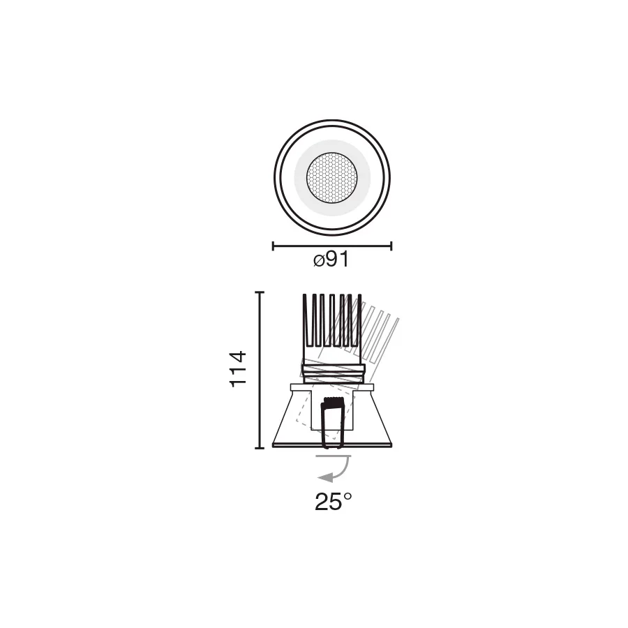 TULIPA downlight orientable blanco 10W 3000K 36° DALI ficha tecnica - FARO Barcelona