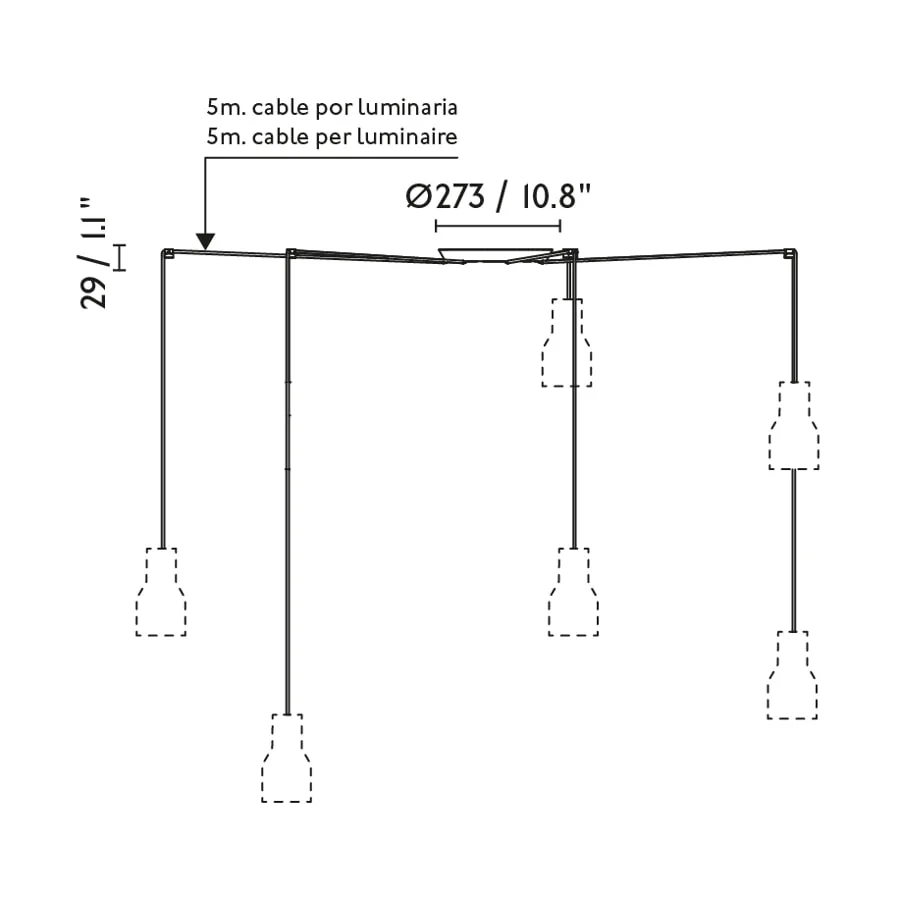 MAMBO 450 5L Lámpara colgante negra/ratán ficha tecnica - FARO Barcelona