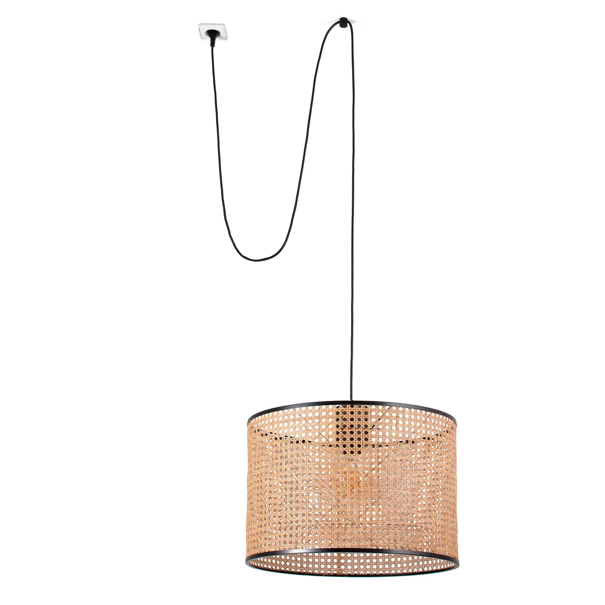 MAMBO 450 Lámpara colgante negra/ratán con clavija principal extra - FARO Barcelona
